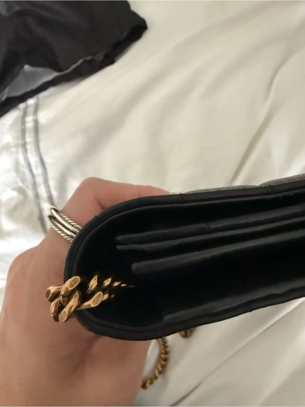 Saint Laurent Black Quilted Leather Shoulder Bag with Gold YSL Chain - Picture 11 of 11